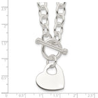 Sterling Silver Engraveable Heart Disc on Fancy Link Toggle Necklace