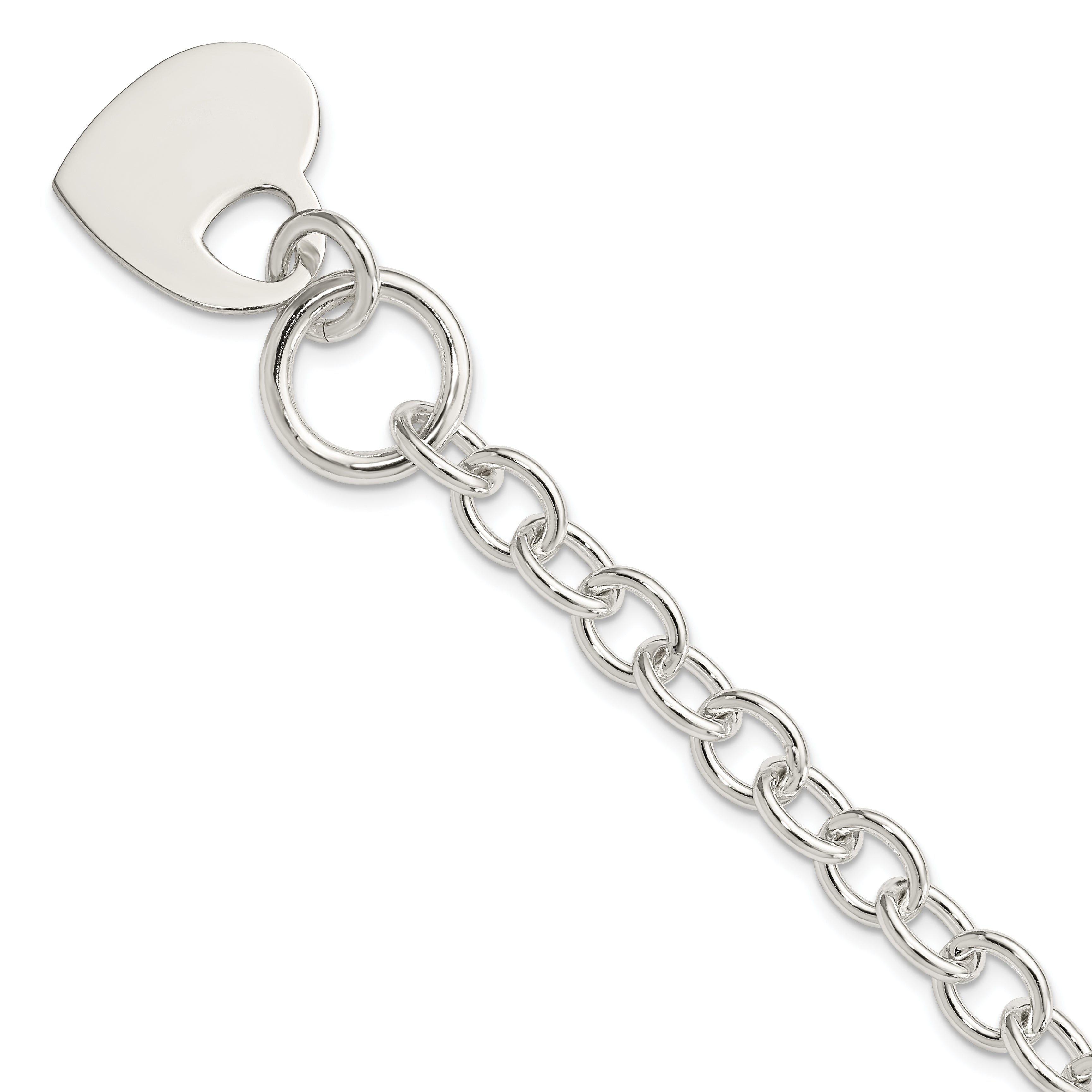 Sterling Silver Engraveable Heart Disc on Fancy Link Toggle Bracelet Main image