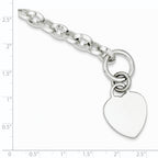 Sterling Silver Engraveable Heart Disc on Fancy Link Toggle Bracelet