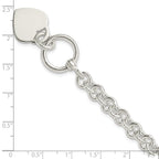 Sterling Silver Engraveable Heart Disc on Fancy Link Toggle Bracelet