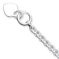 Sterling Silver Engraveable Heart Disc on Fancy Link Toggle Bracelet Secondary image