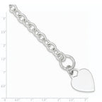 Sterling Silver Engraveable Heart Disc on Fancy Link Toggle Bracelet
