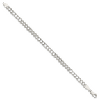 Sterling Silver 5.25mm Solid Double Link Charm Bracelet