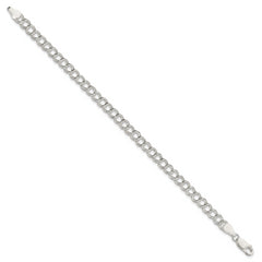 Sterling Silver 5.25mm Solid Double Link Charm Bracelet