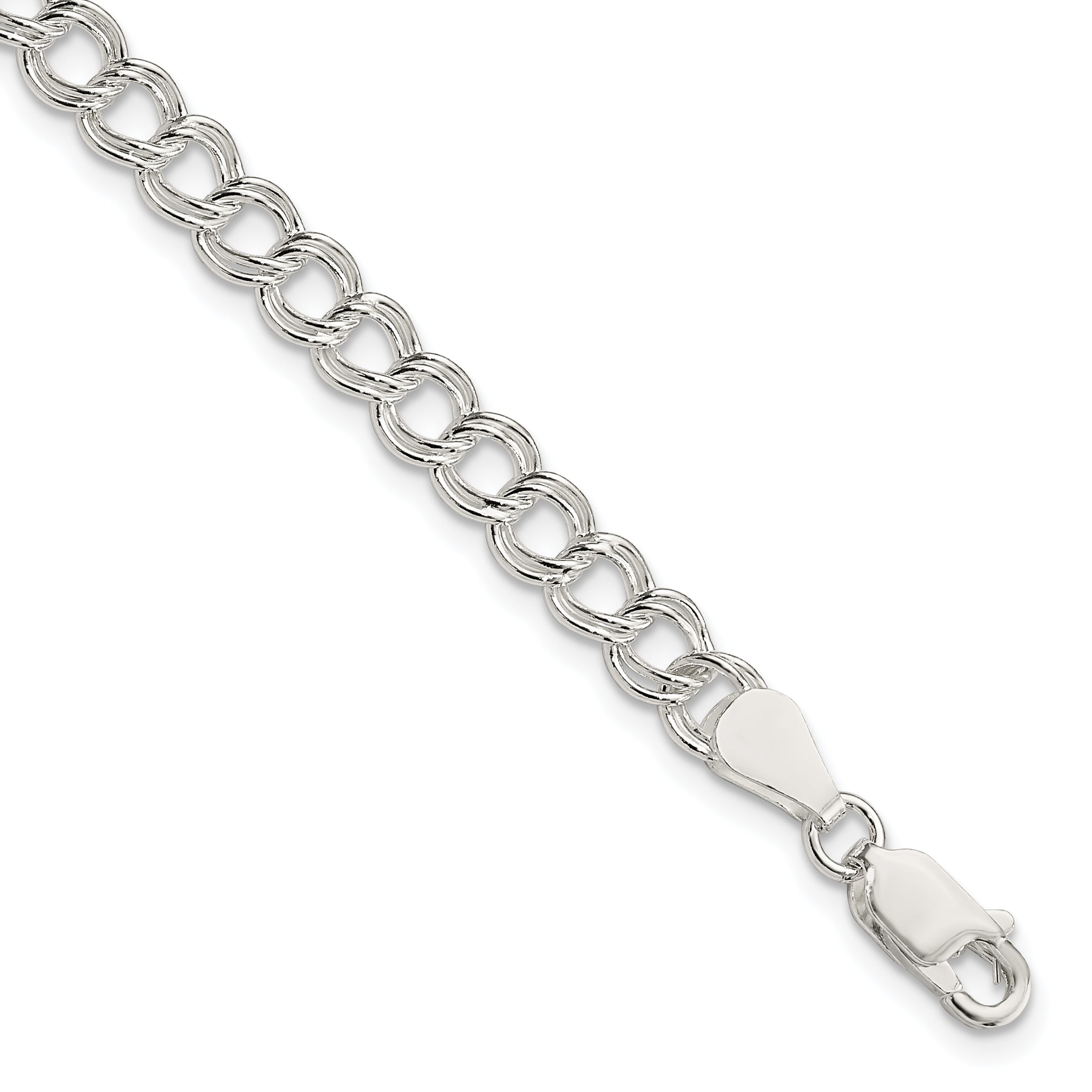 Sterling Silver 5.25mm Solid Double Link Charm Bracelet Main image