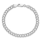 Amore La Vita Sterling Silver Rhodium-plated Polished 5.25mm Open Link with Lobster Clasp Charm Bracelet