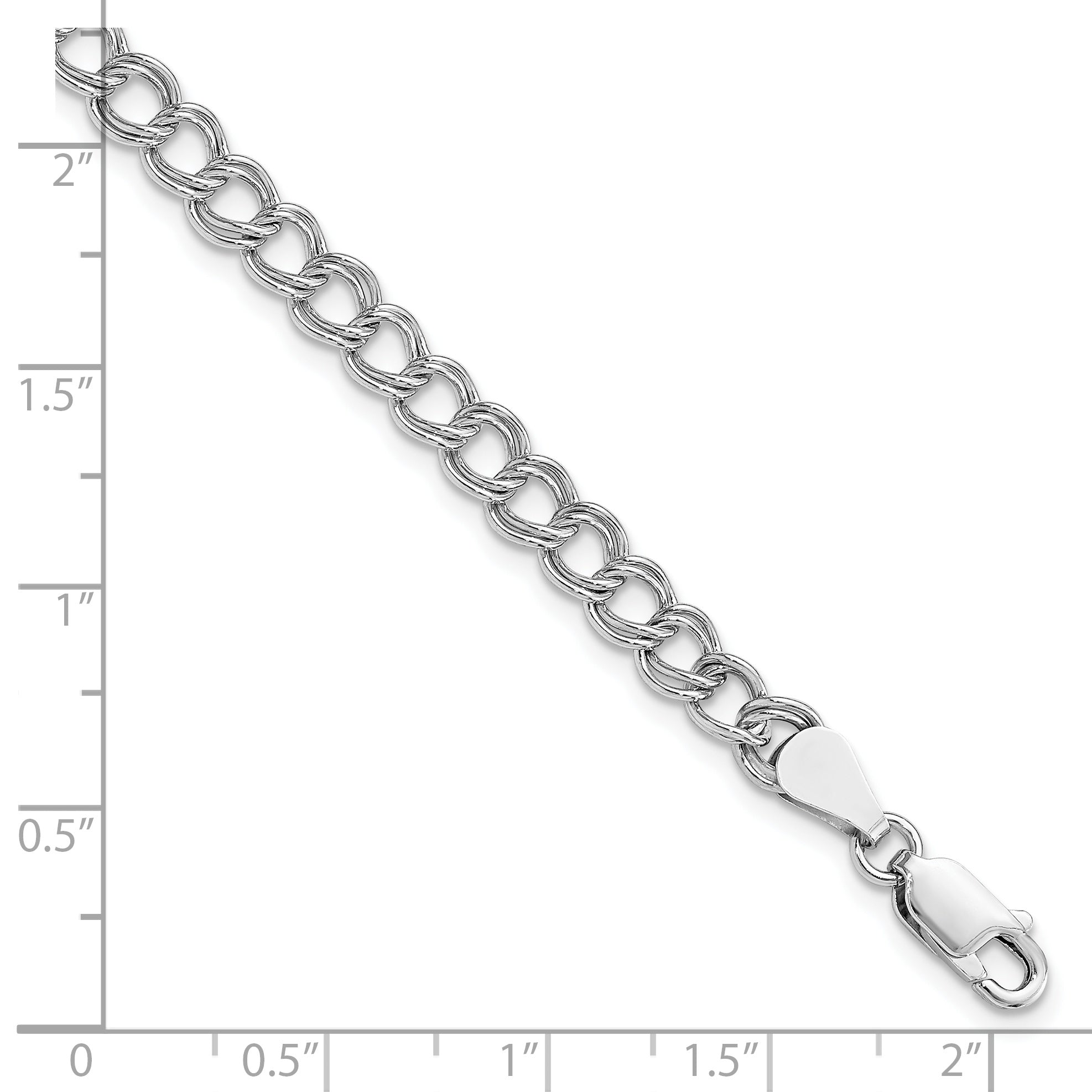 Amore La Vita Sterling Silver Rhodium-plated Polished 5.25mm Open Link with Lobster Clasp Charm Bracelet