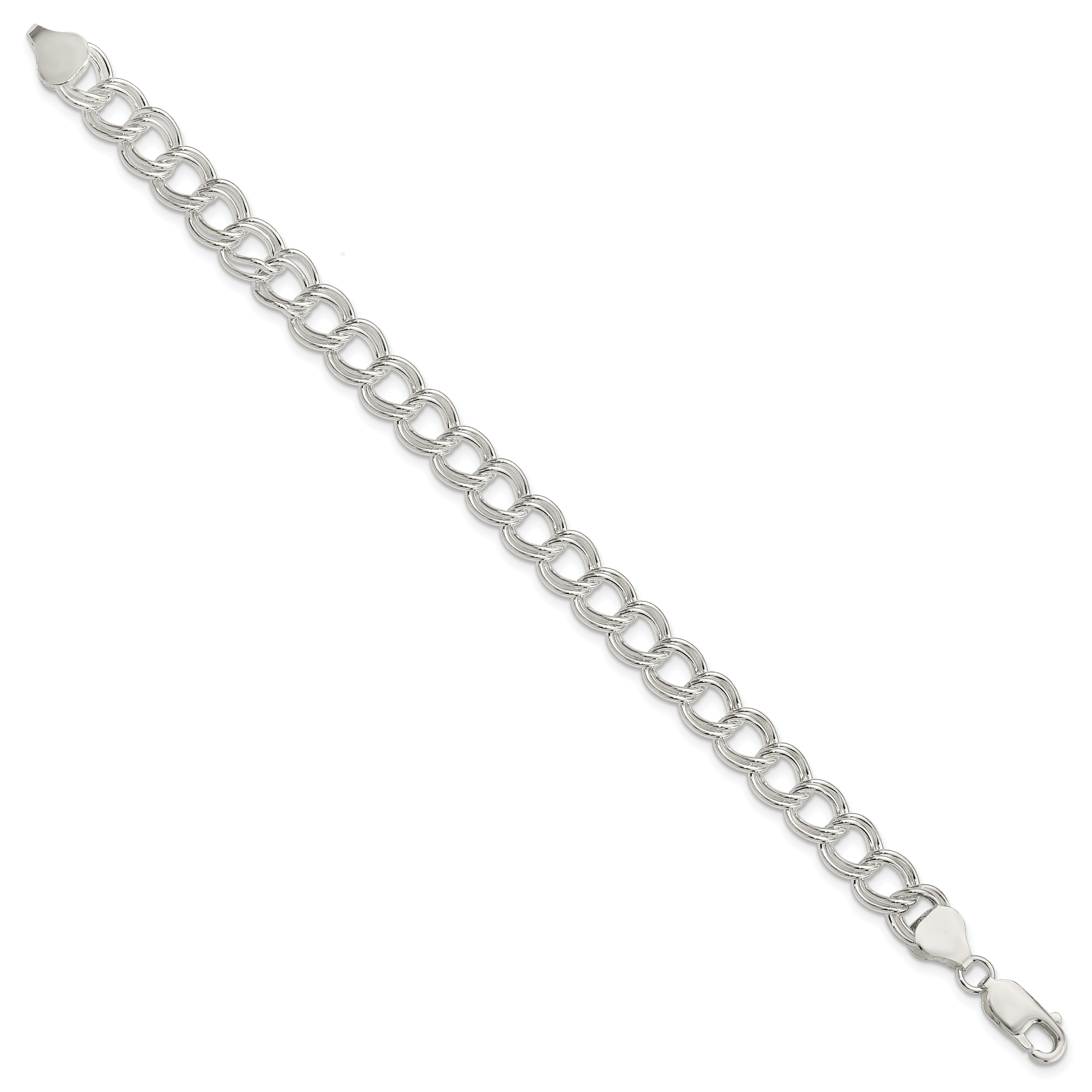 Sterling Silver 7.75mm Solid Double Link Charm Bracelet Secondary image