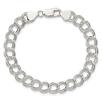 Sterling Silver 7.75mm Solid Double Link 6 inch Charm Bracelet