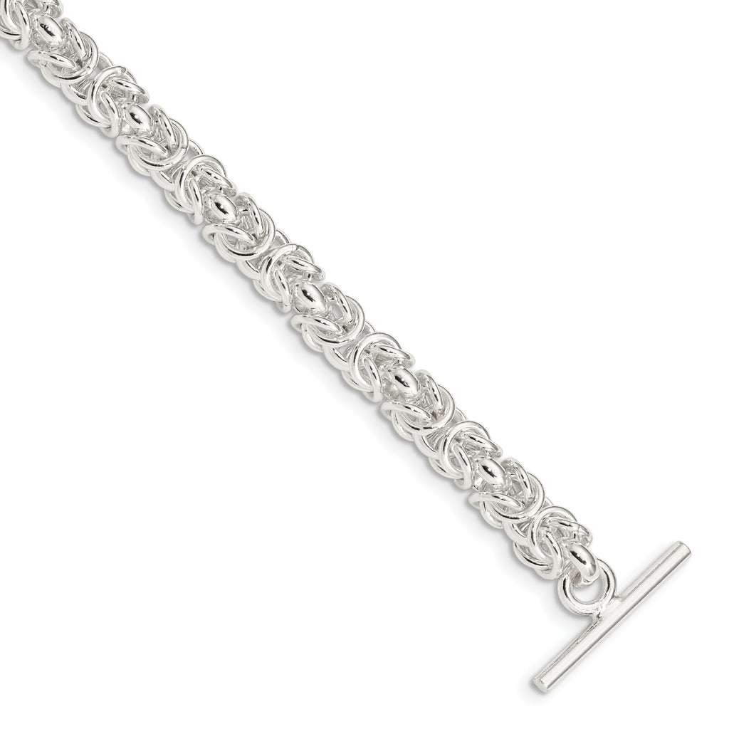 Sterling Silver 7.5inch Polished Fancy Link Toggle Bracelet