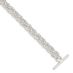 Sterling Silver 7.5inch Polished Fancy Link Toggle Bracelet