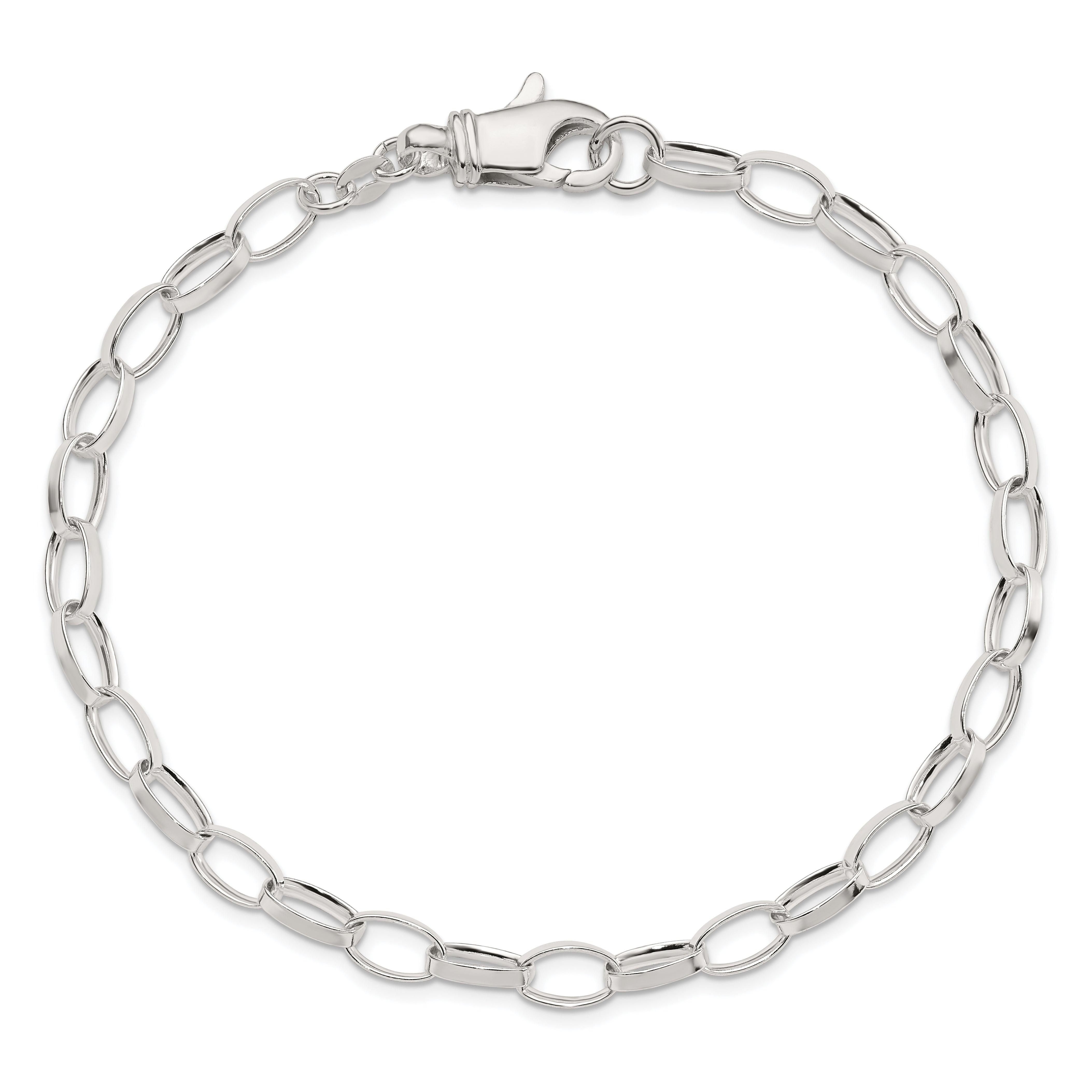 Sterling Silver 10 inch Solid Polished Fancy Link Anklet