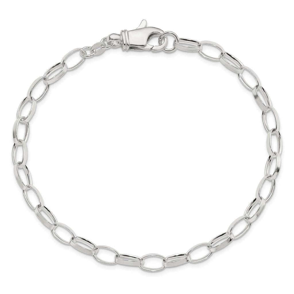 Sterling Silver 10 inch Solid Polished Fancy Link Anklet