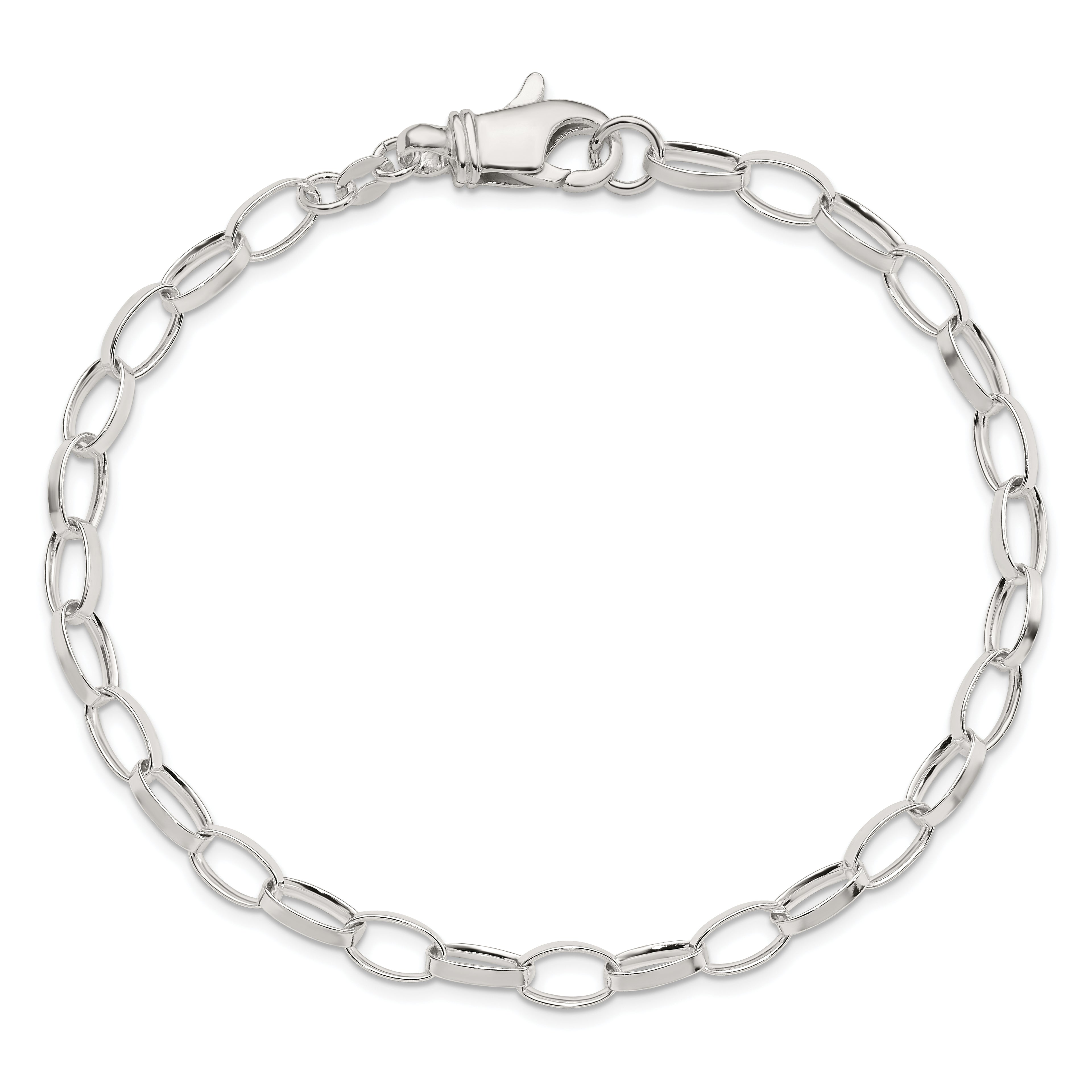 Sterling Silver 10 inch Solid Polished Fancy Link Anklet