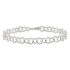 Sterling Silver 10inch Polished Fancy Link Anklet
