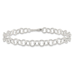 Sterling Silver 10inch Polished Fancy Link Anklet
