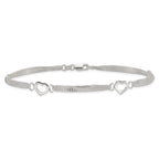 Sterling Silver 10inch Polished Heart Anklet