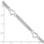 Sterling Silver 10inch Polished Heart Anklet