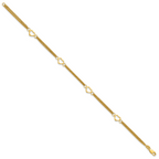 Sterling Silver Gold-tone Polished Heart Multi-Strand 10in Anklet