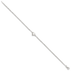Sterling Silver Puffed Heart Anklet
