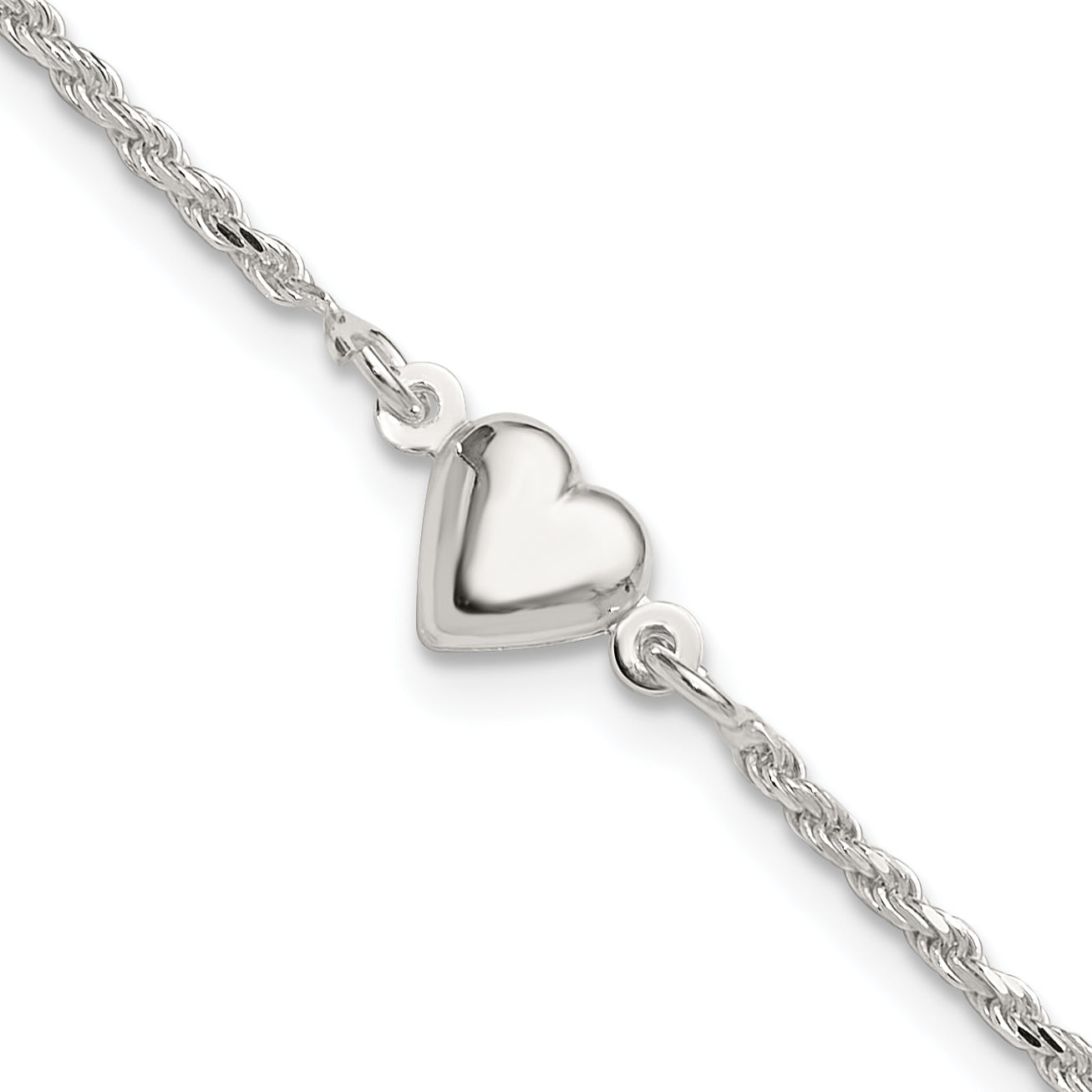 Sterling Silver Puffed Heart Anklet Main image