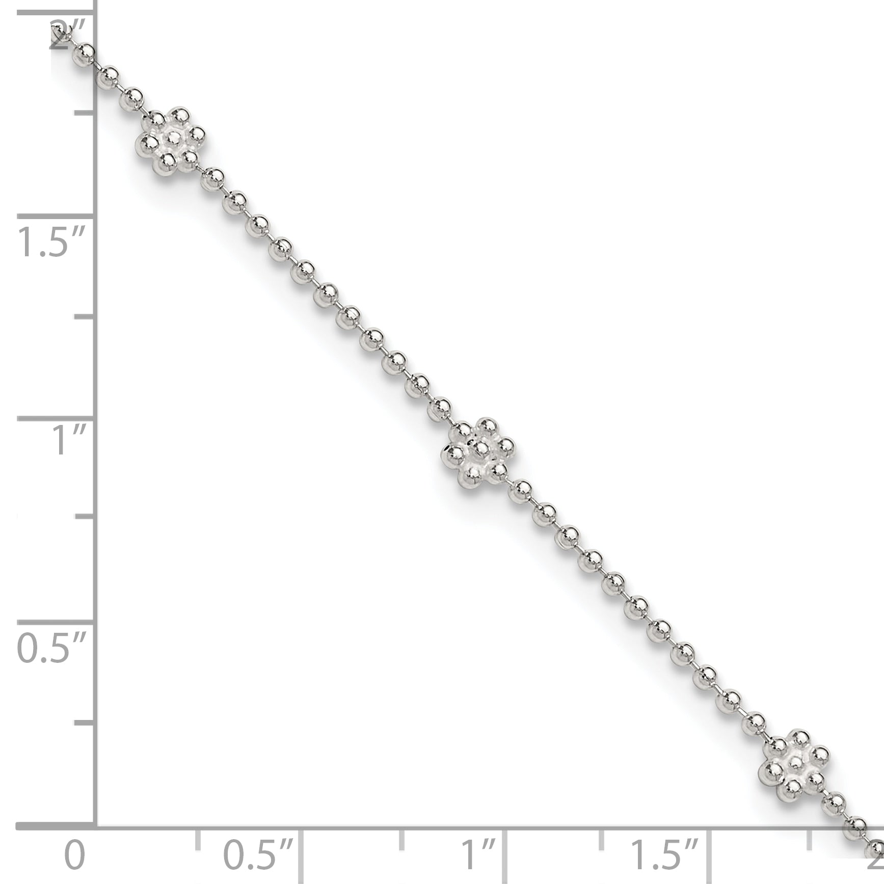 Sterling Silver Flowers 8-Station 9 inch Plus 1 inch Extender - Total 10 inch Anklet Secondary image