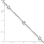 Sterling Silver Flowers 8-Station 9 inch Plus 1 inch Extender - Total 10 inch Anklet