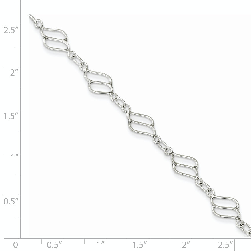 Sterling Silver 10inch Fancy Polished Anklet