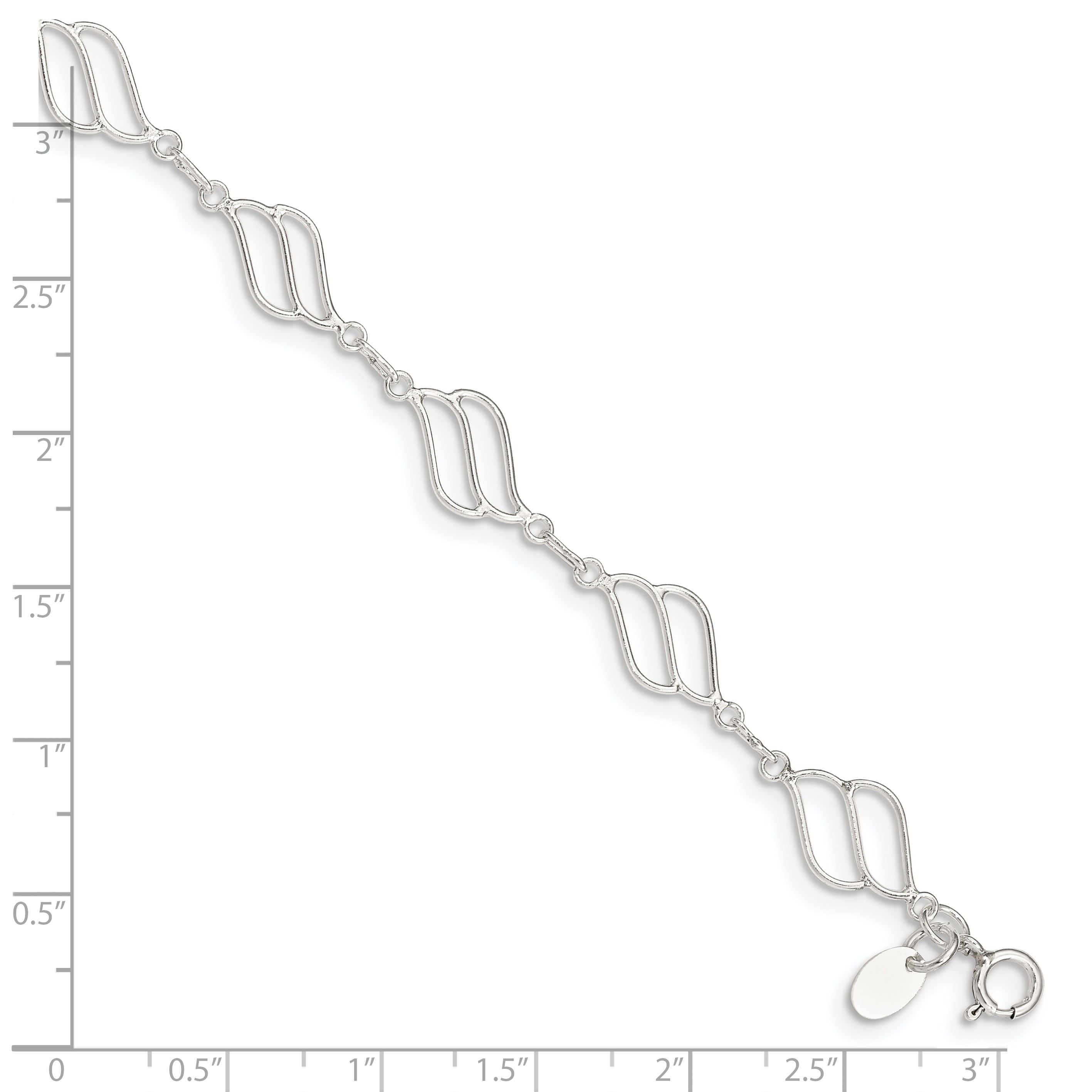 Sterling Silver 10inch Fancy Polished Anklet