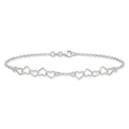 Sterling Silver 10inch Polished Fancy Heart Link Anklet