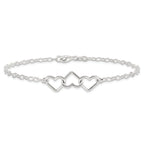 Sterling Silver 10inch Solid Polished Fancy Heart Link Anklet