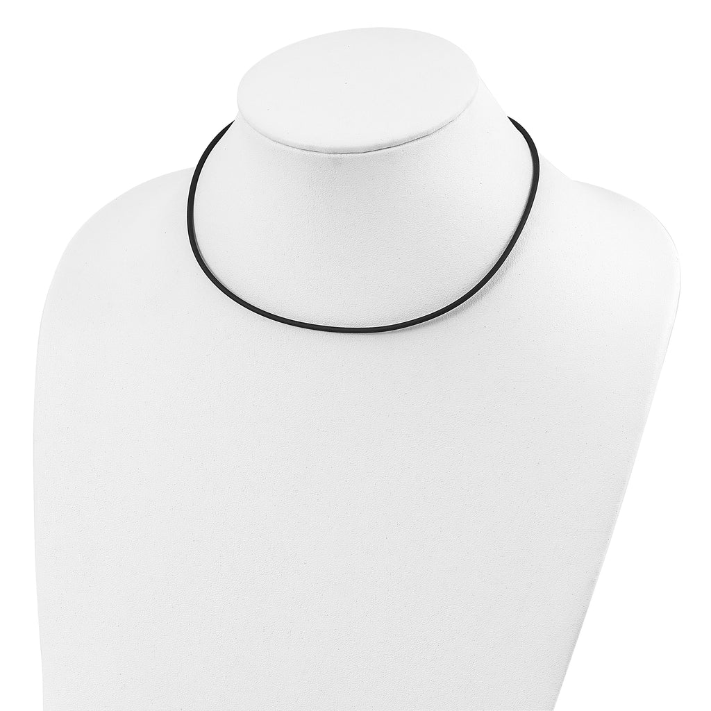 Sterling Silver 2mm Black Rubber Cord Necklace