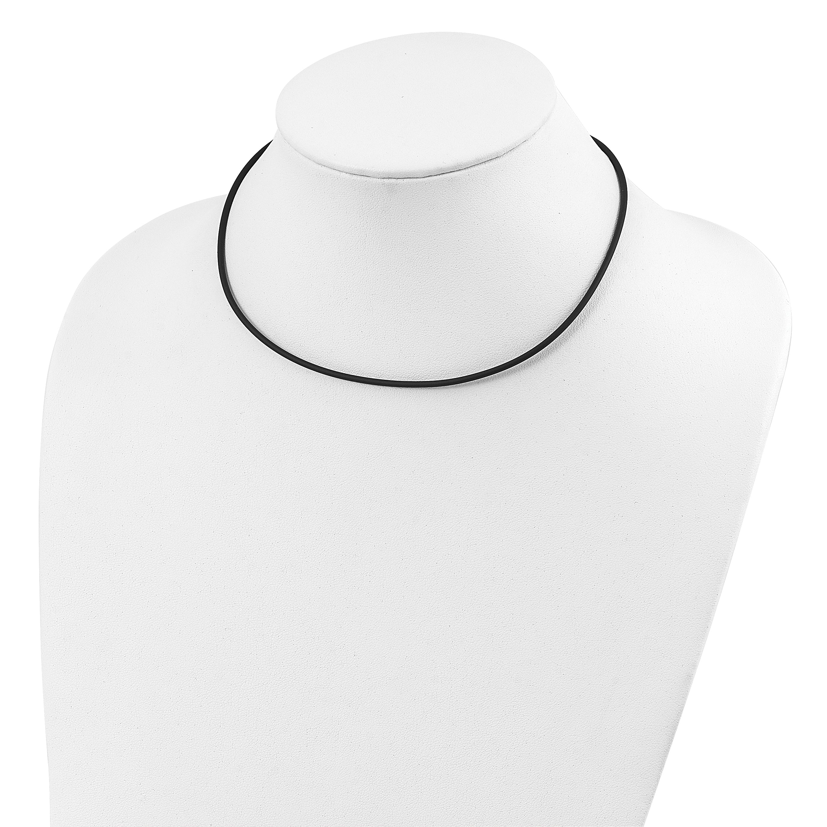 Sterling Silver 2mm Black Rubber Cord Necklace