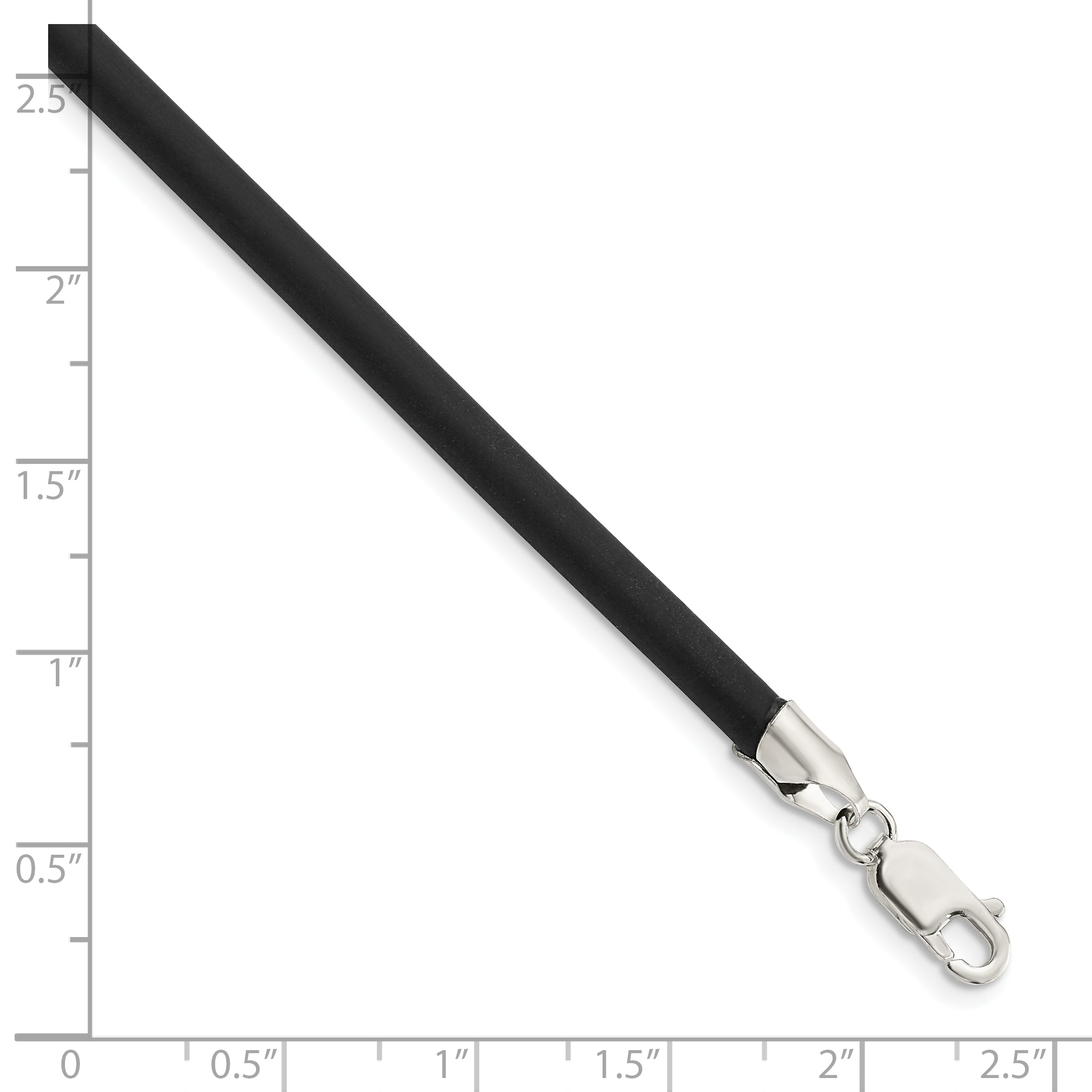 Sterling Silver 16inch 4mm Black Rubber Cord Necklace Secondary image