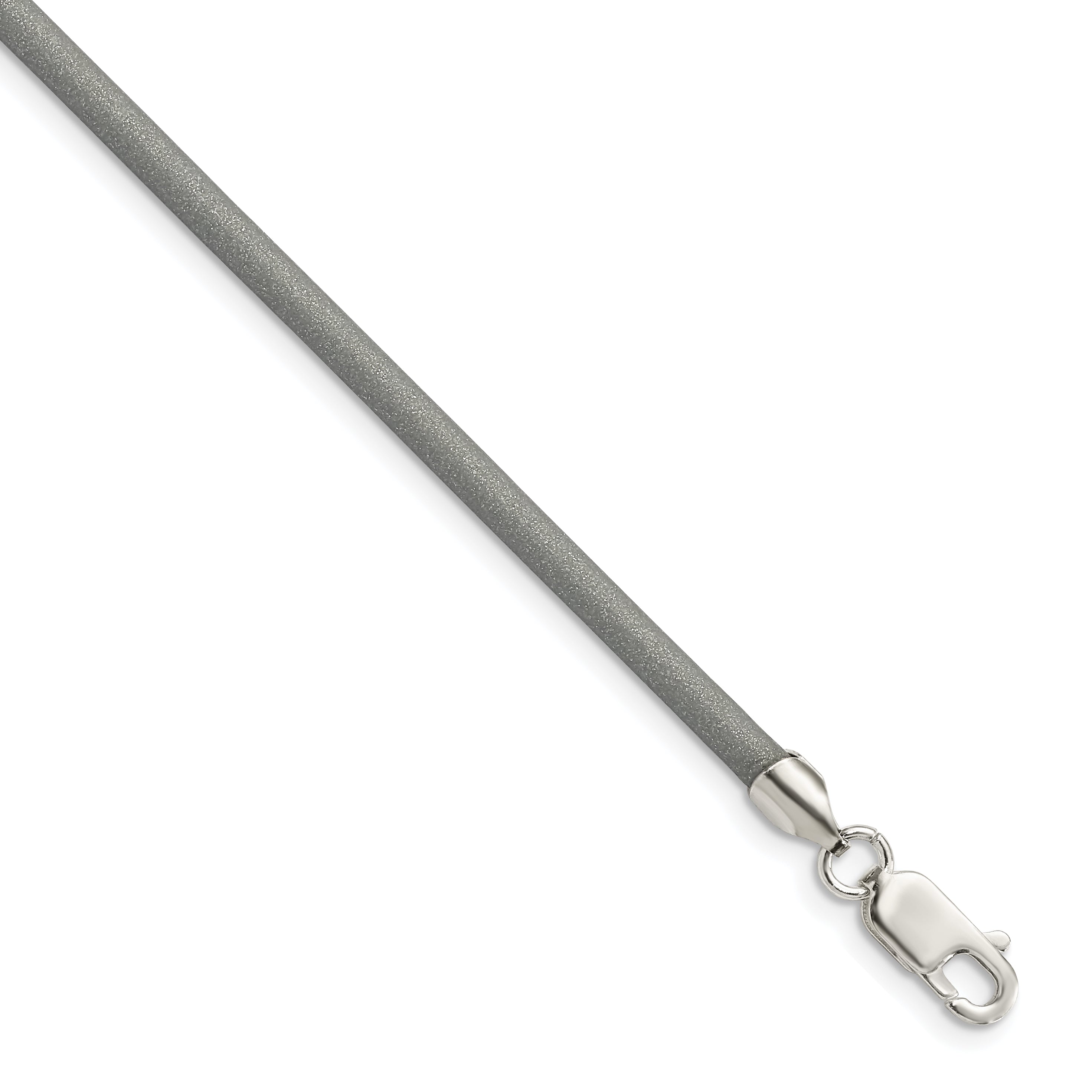 Sterling Silver 18inch 3mm Metallic Rubber Cord Necklace Main image