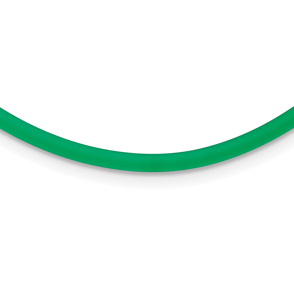Sterling Silver 3mm Emerald Rubber Cord Necklace
