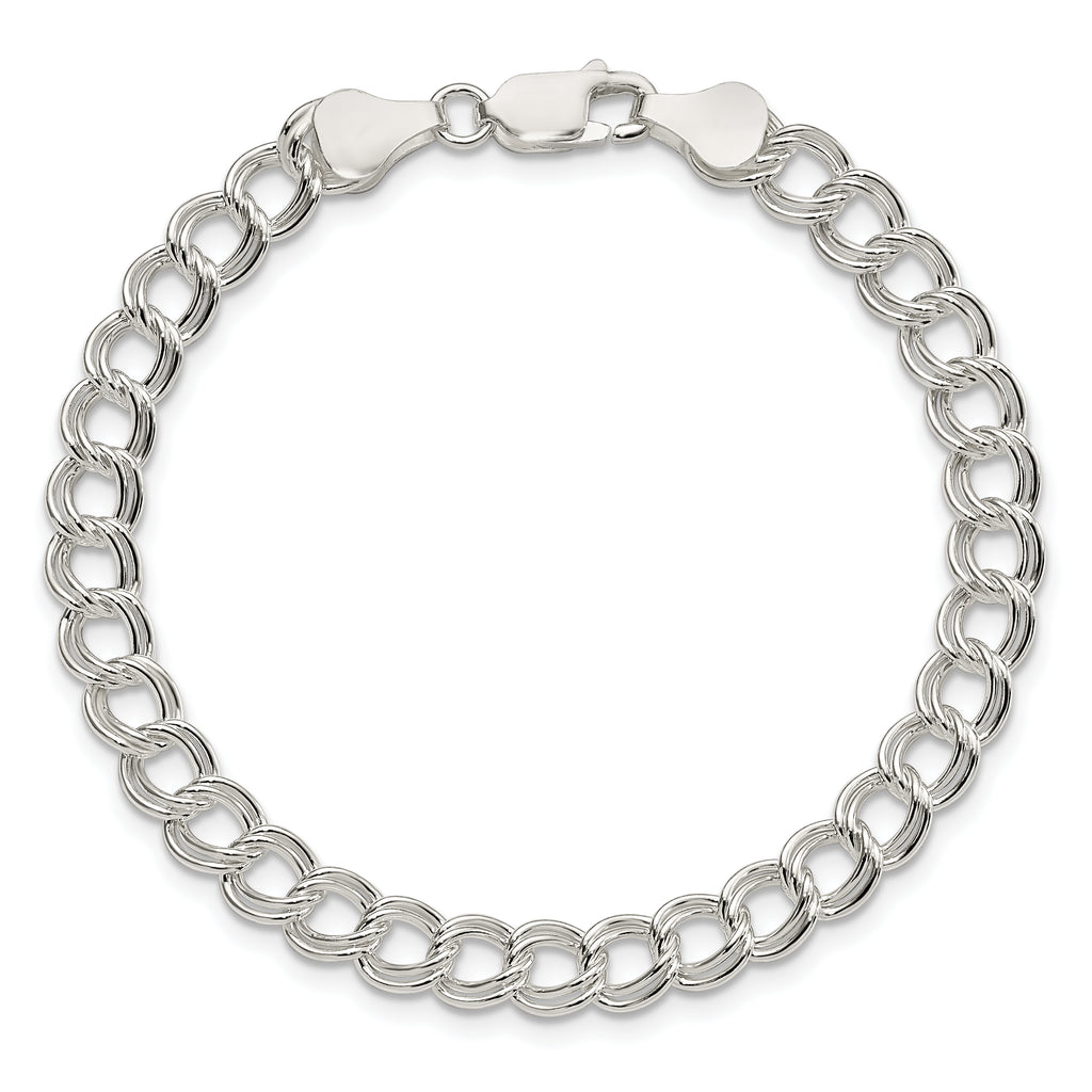 Women's Sterling Silver Double Link Charm Bracelet