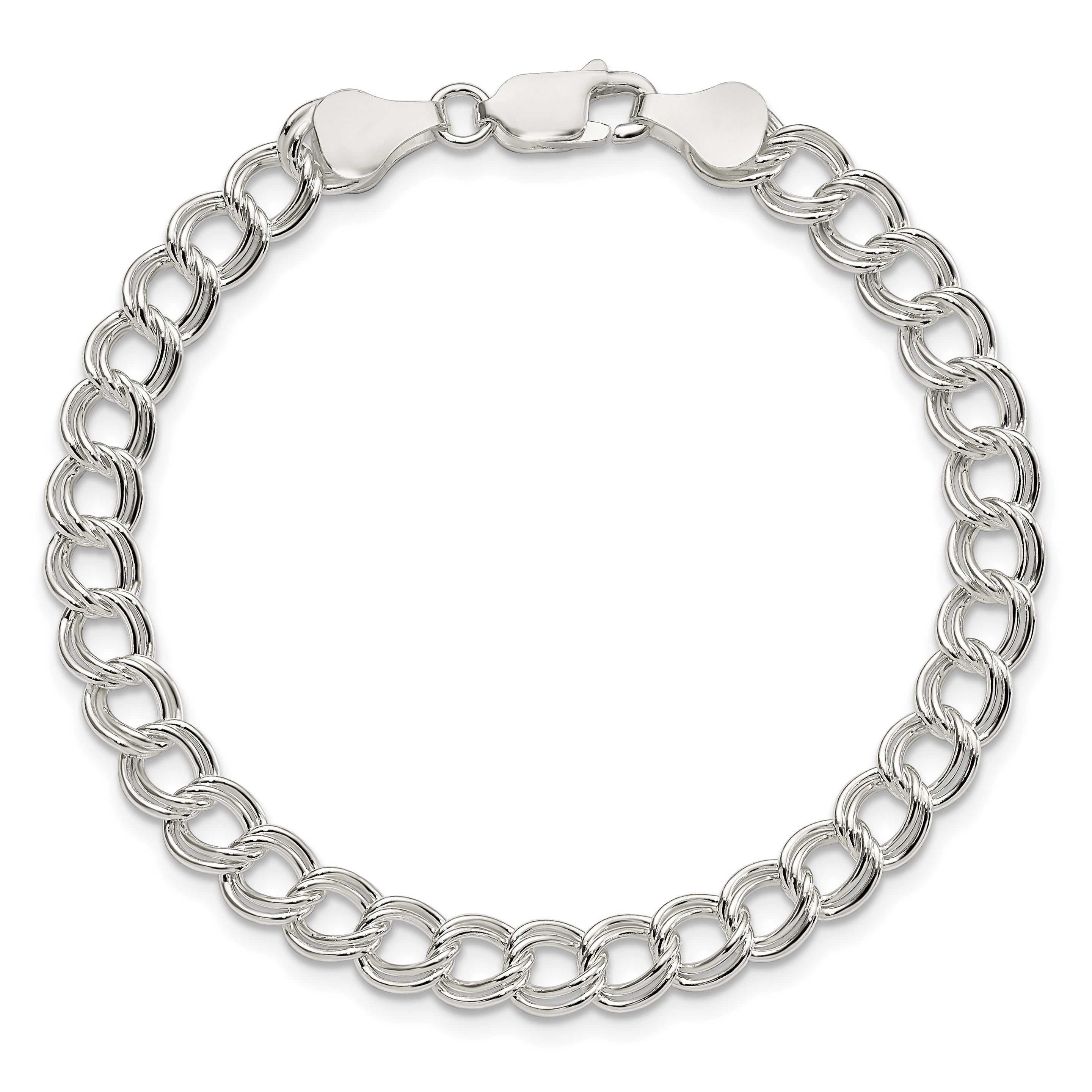 Women's Sterling Silver Double Link Charm Bracelet