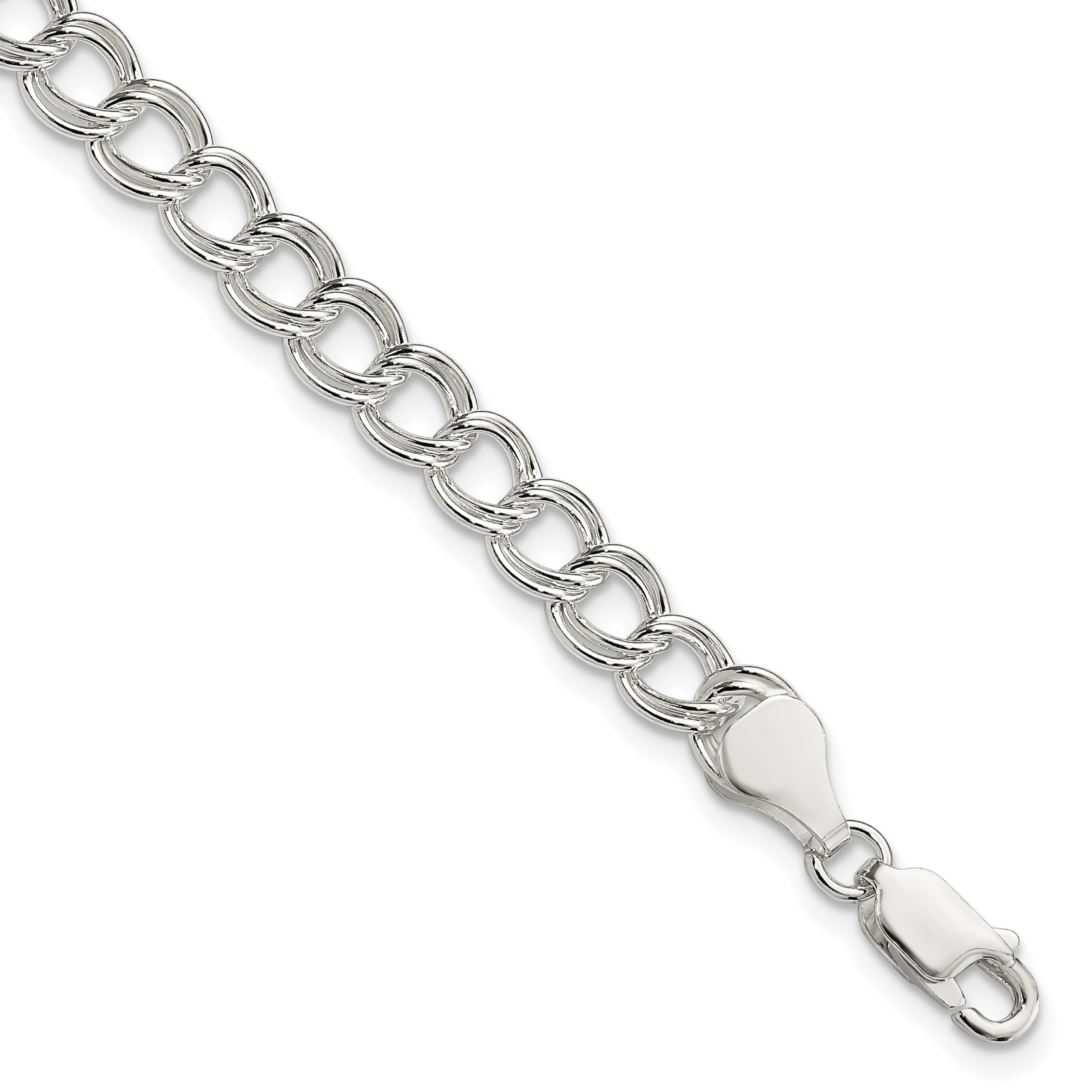 Women's Sterling Silver Double Link Charm Bracelet