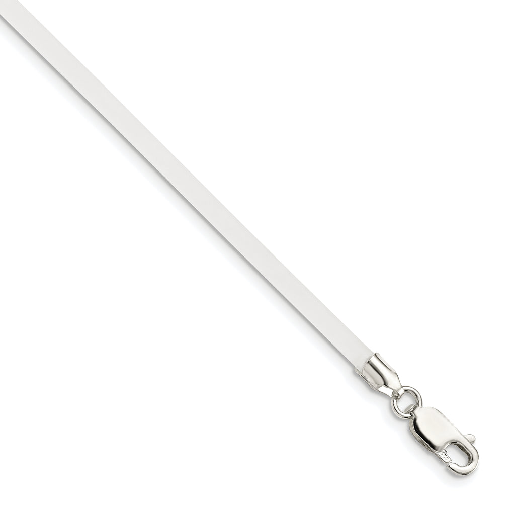 Sterling Silver 16inch 3mm Frosted Clear Rubber Cord Necklace