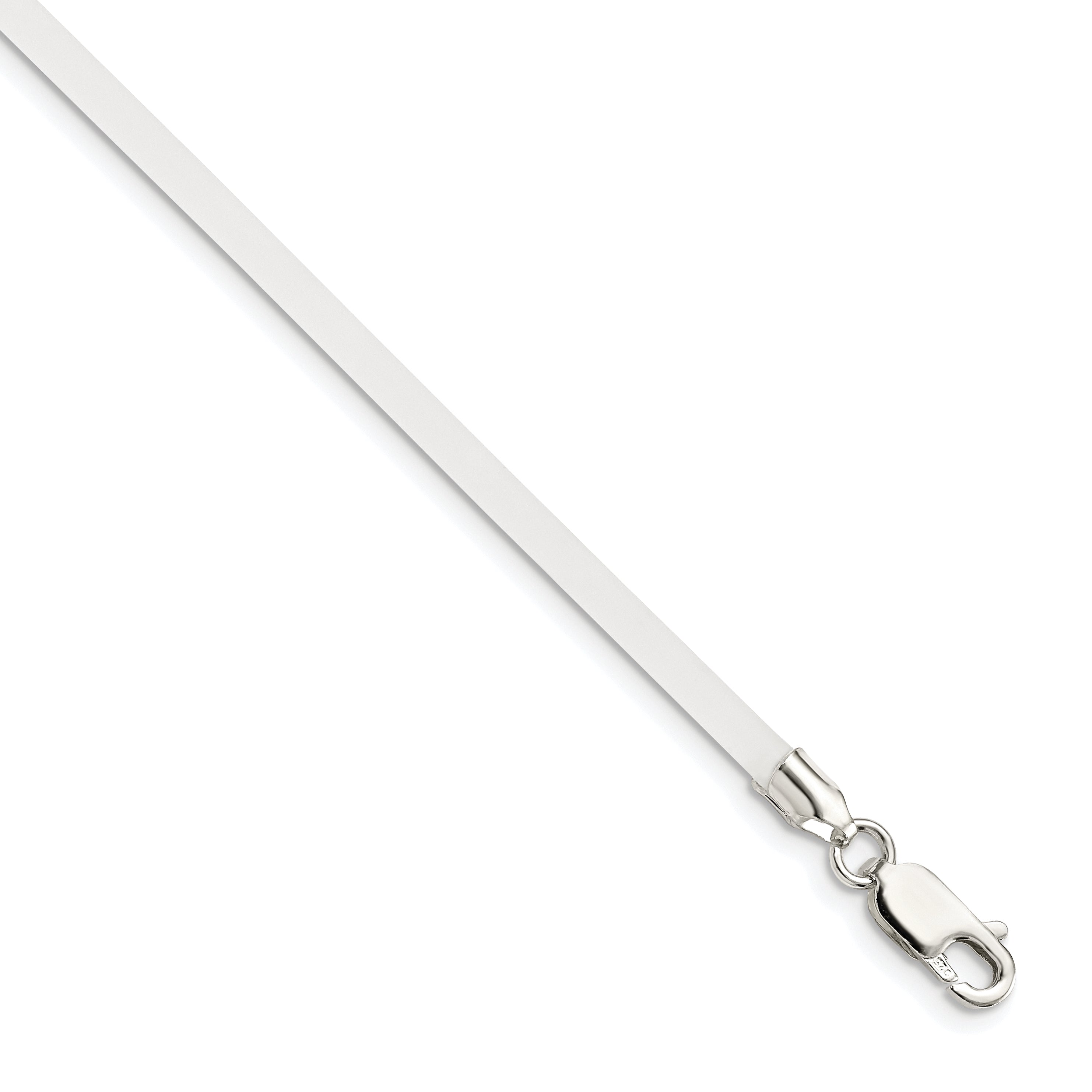 Sterling Silver 16inch 3mm Frosted Clear Rubber Cord Necklace