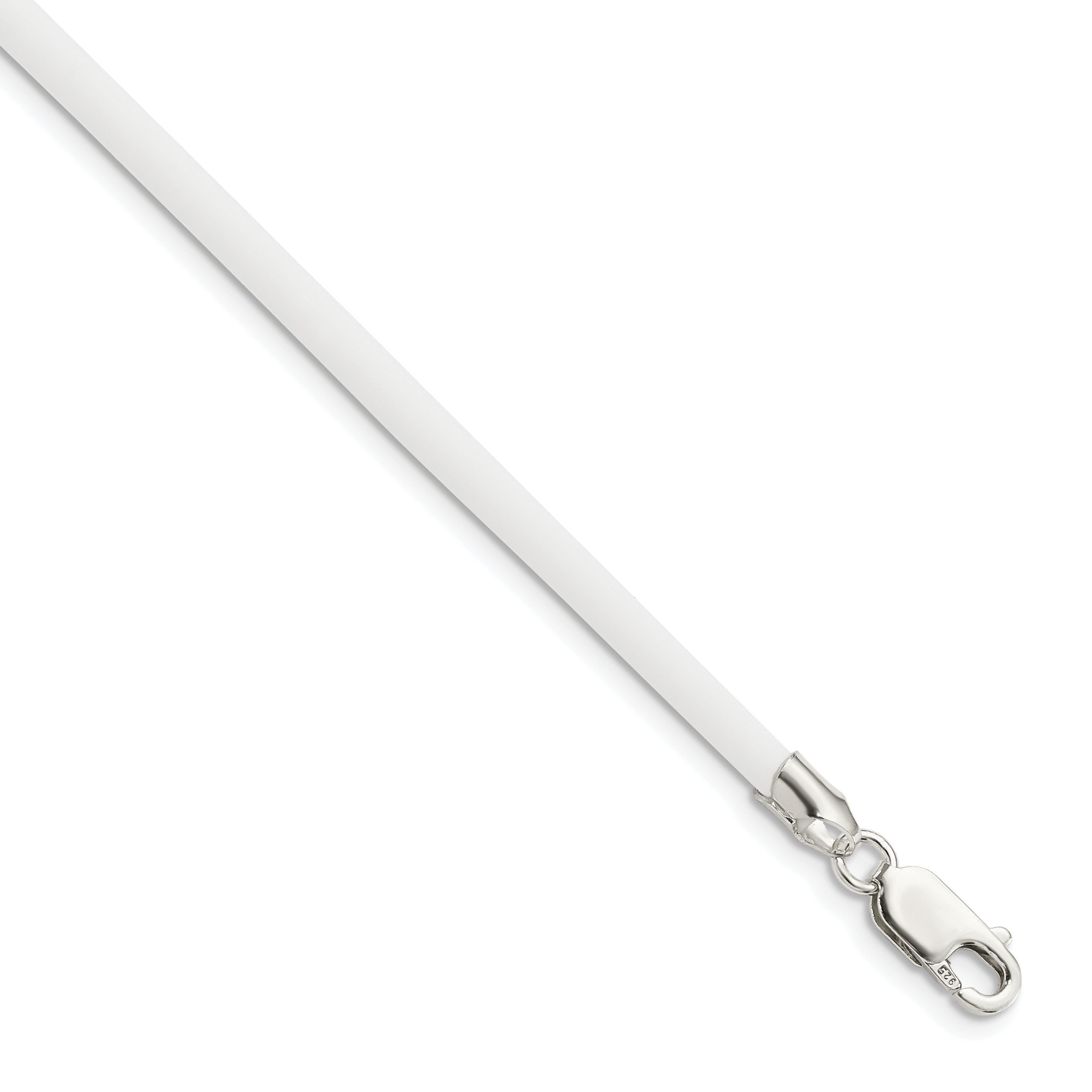 Sterling Silver 16inch 3mm White Rubber Cord Necklace Main image