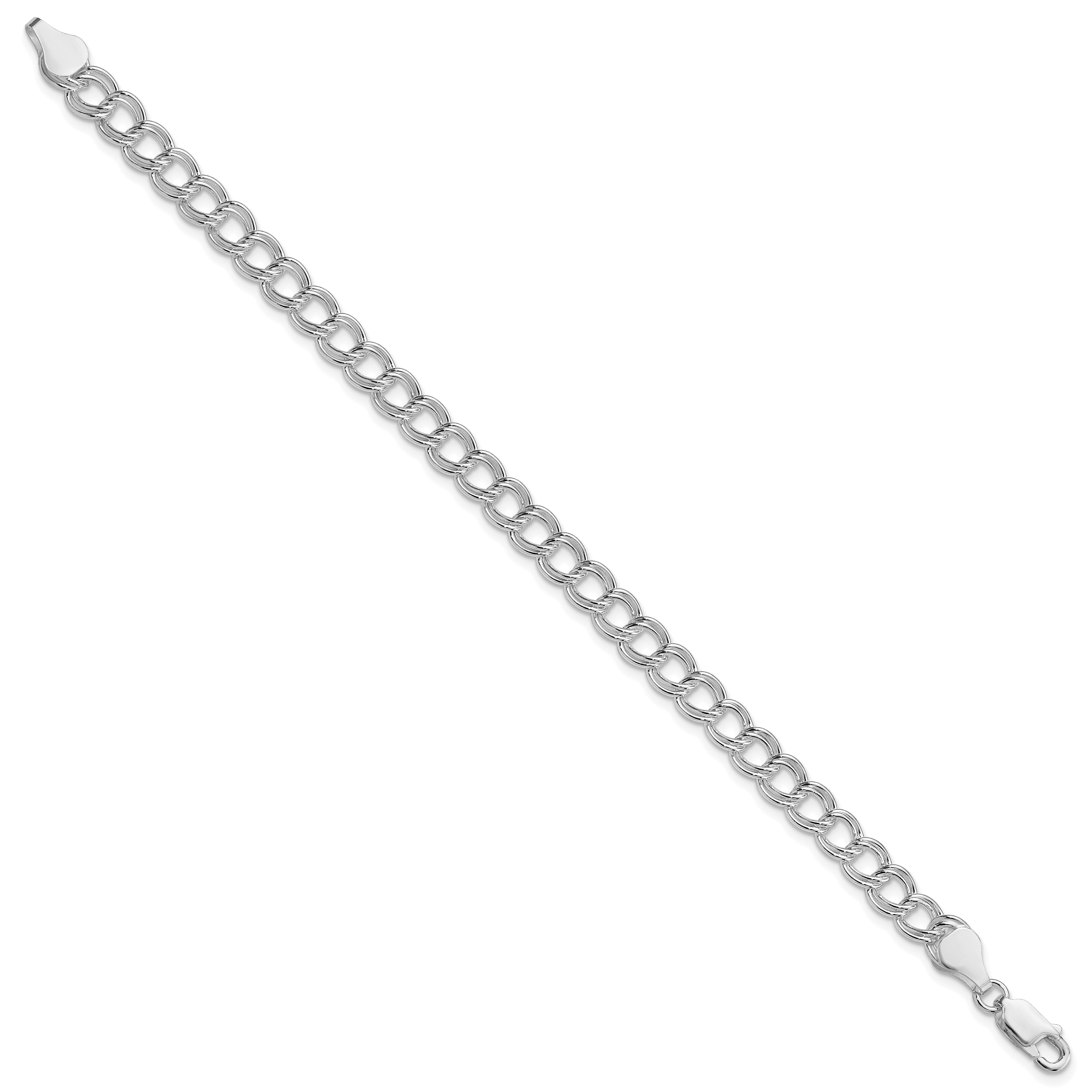 Double Link Charm Bracelet in Sterling Silver, 6mm Secondary image