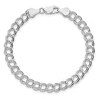 Sterling Silver RH-plated 6mm Solid Double Link Charm Bracelet