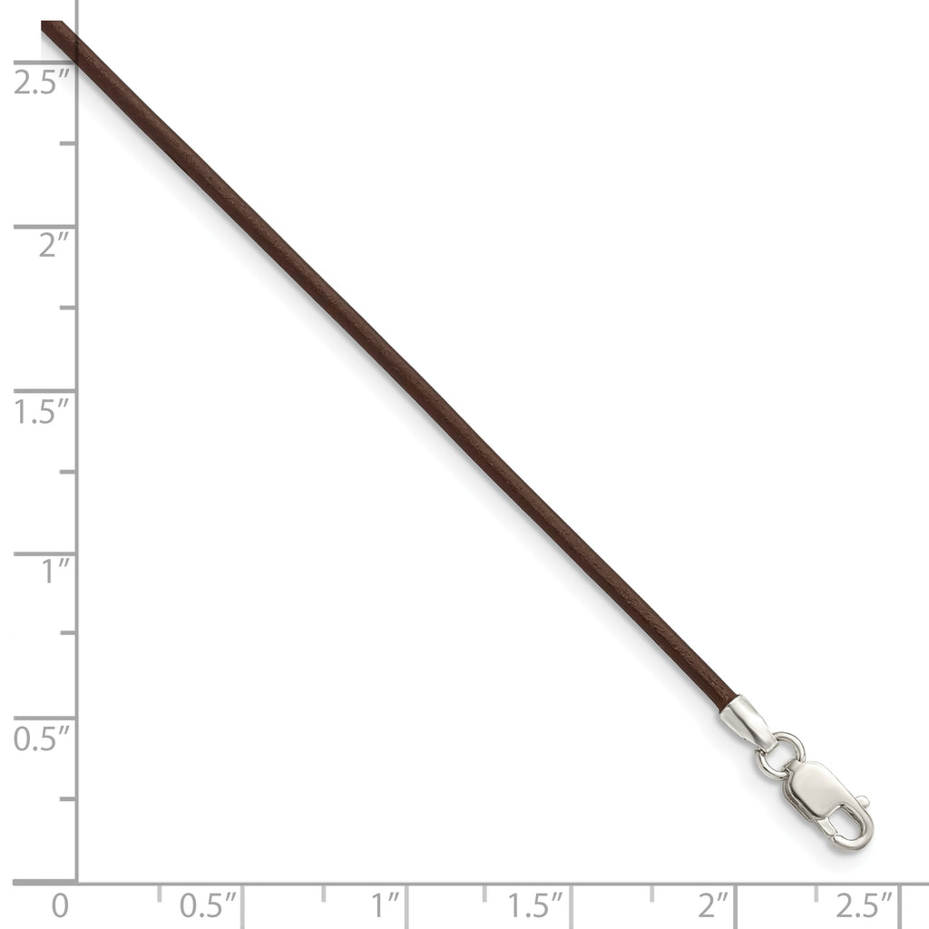 Sterling Silver 18inch 1.5mm Brown Leather Cord Necklace