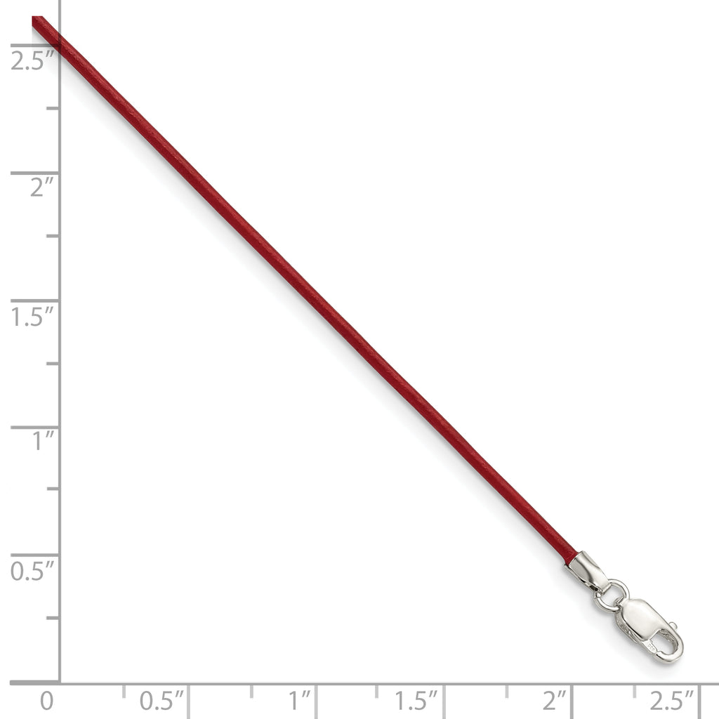 Sterling Silver 18inch 1.5mm Poppy Leather Cord Necklace