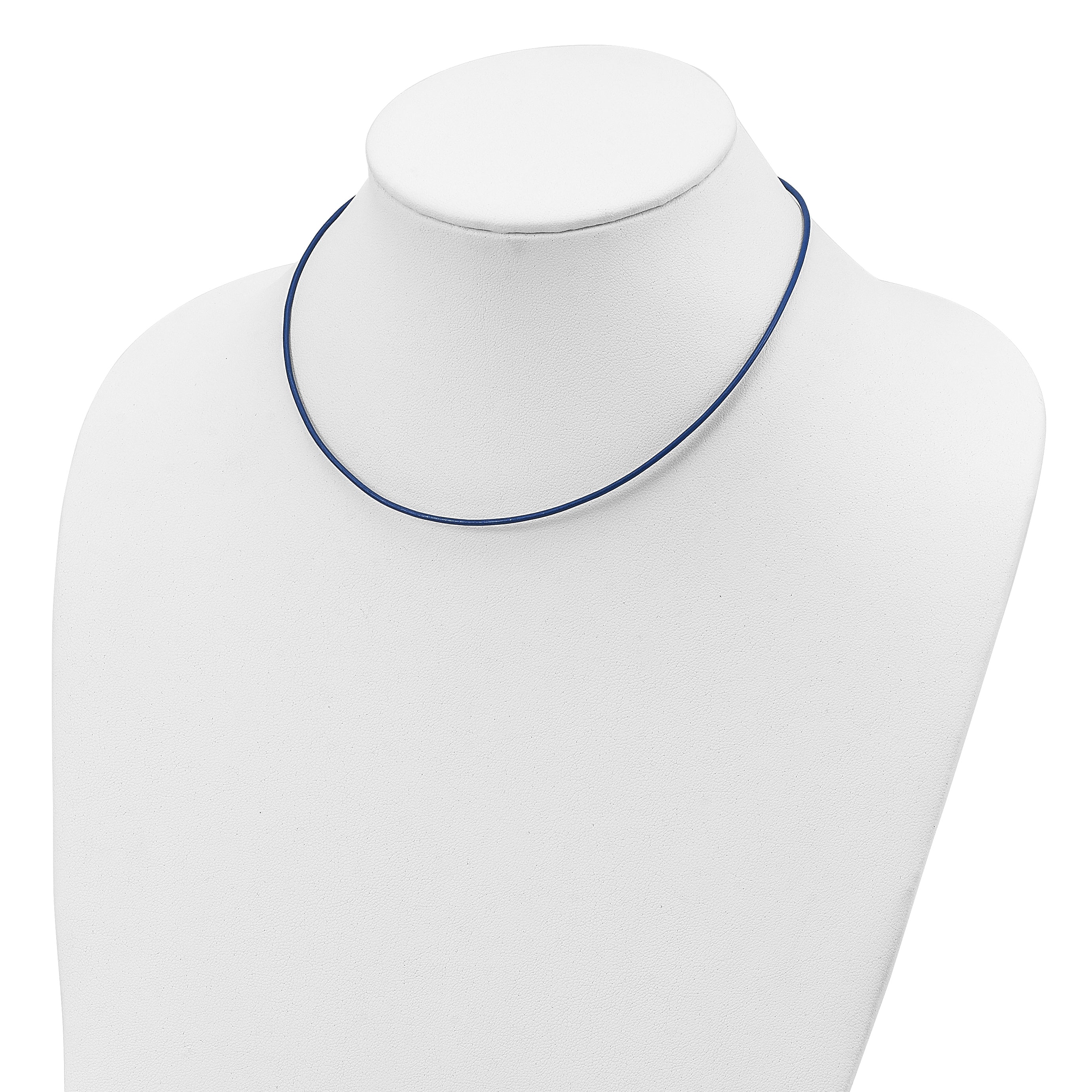 Sterling Silver 16inch 1.5mm Royal Blue Leather Cord Necklace Secondary image