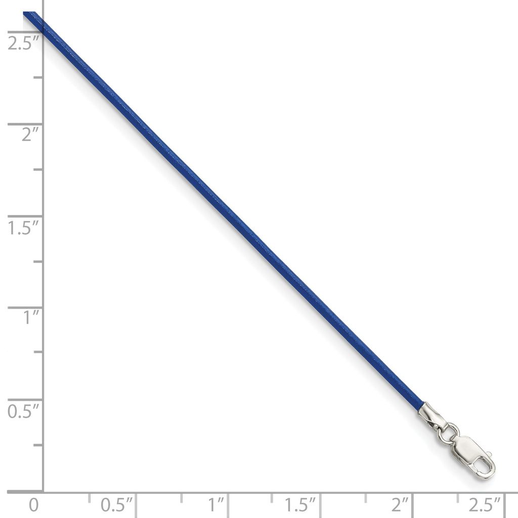 Sterling Silver 18inch 1.5mm Royal Blue Leather Cord Necklace