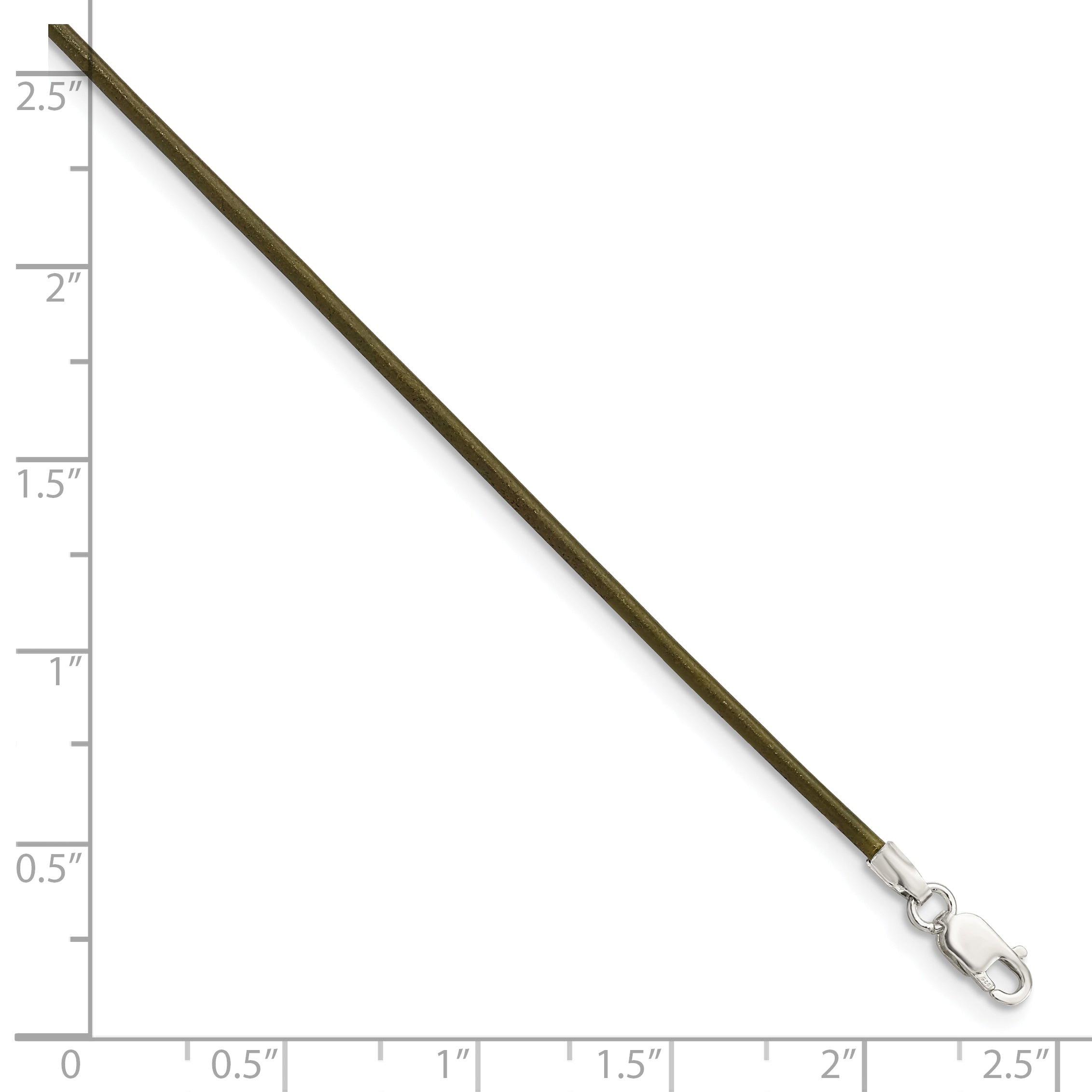 Sterling Silver 18inch 1.5mm Olive Leather Cord Necklace