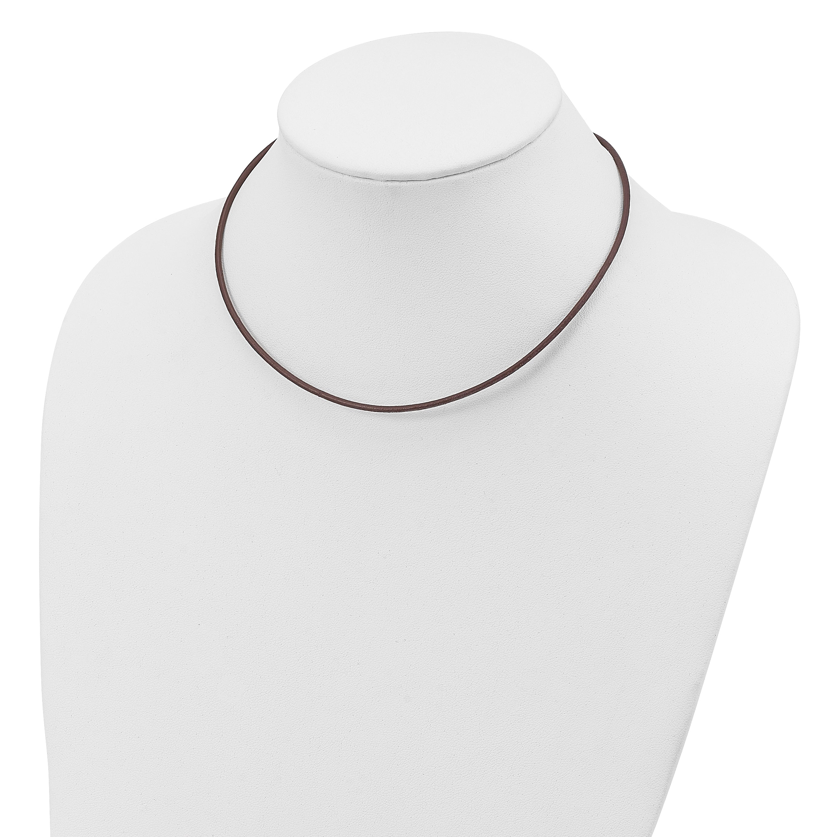 Sterling Silver 2mm Brown Leather Cord Necklace